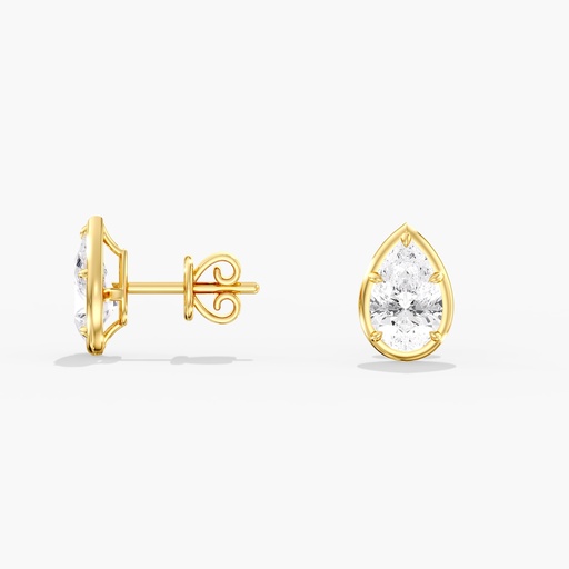 [E30PRS] Gold Frame Pear Studs 