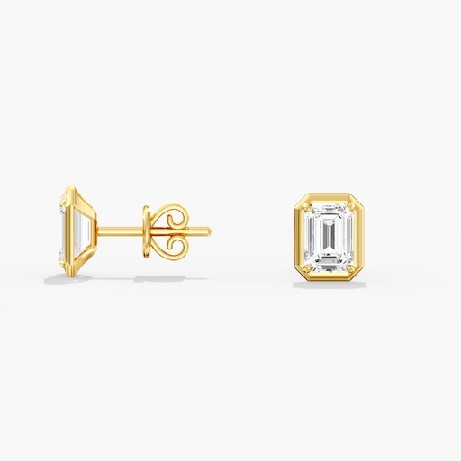 [E30EM] Gold Frame Emerald Studs 