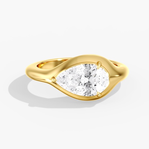 [R78PS] Bold Gold East West Pear Ring 