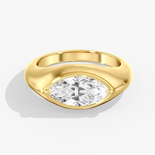 [R78MQ] Bold Gold East West Marquise Ring 