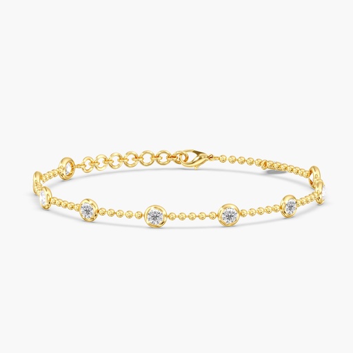 [B134] Beaded Chain Bezel Station Bracelet 