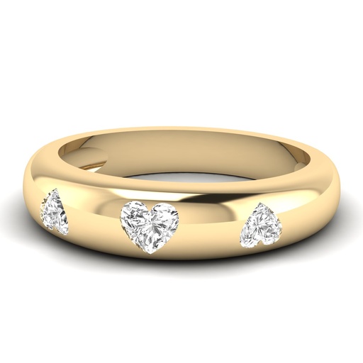 [R628] Heart Inlay Domed Ring 