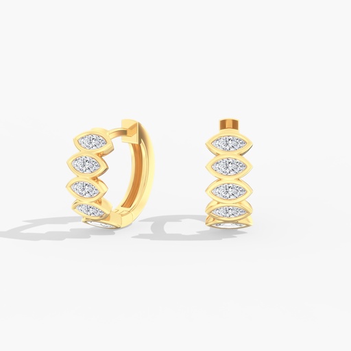 [EH54MQ] East West Marquise Bezel Huggies 