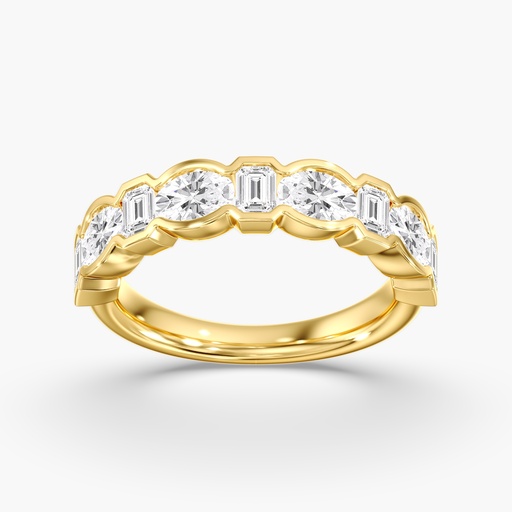 [R807] Oval and Emerald Half Bezel Band