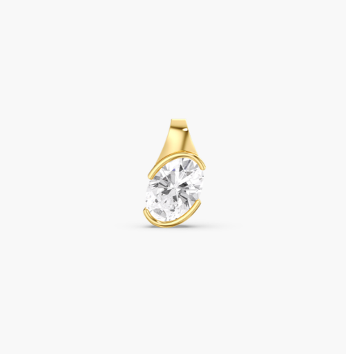 [P182OV] Oval Half Bezel Slanted Pendant