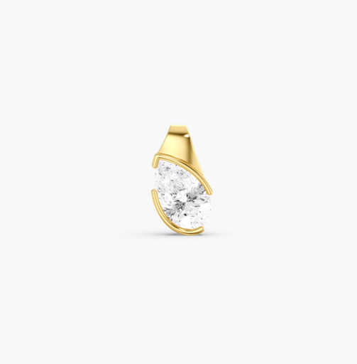 [P182PS] Pear Half Bezel Slanted Pendant
