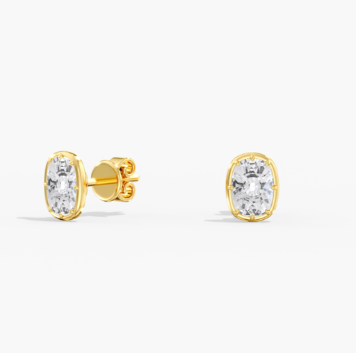 [E30LCUSH] Gold Frame Elongated Cushion Studs
